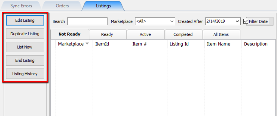 The Listing Manager Listings grid The Listing Manager Listings grid