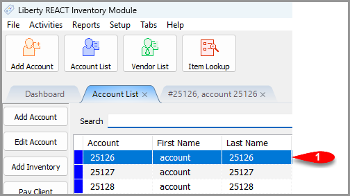 Open the consignor's account from Account List.