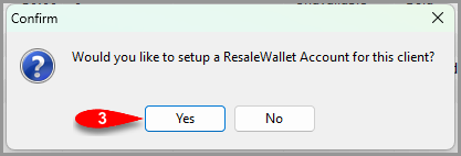 Confirm that you want to begin ResaleWallet setup for this consignor.